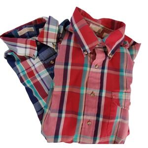 The Fox Collection Mens Vintage Plaid Button Down Shirt Short Sleeve 2 Pack L